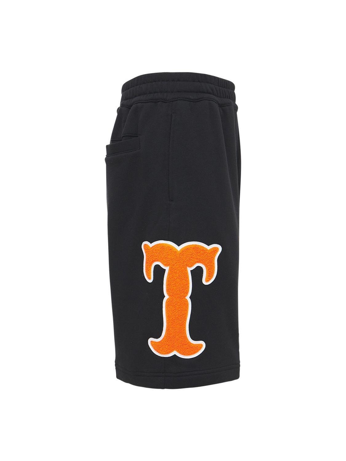 BURBERRY BADGES COTTON JERSEY SWEAT SHORTS