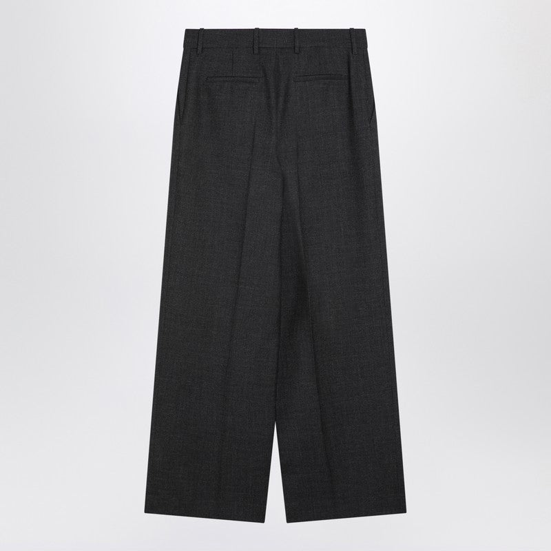 Givenchy Dark Grey Wool Wide Trousers Women