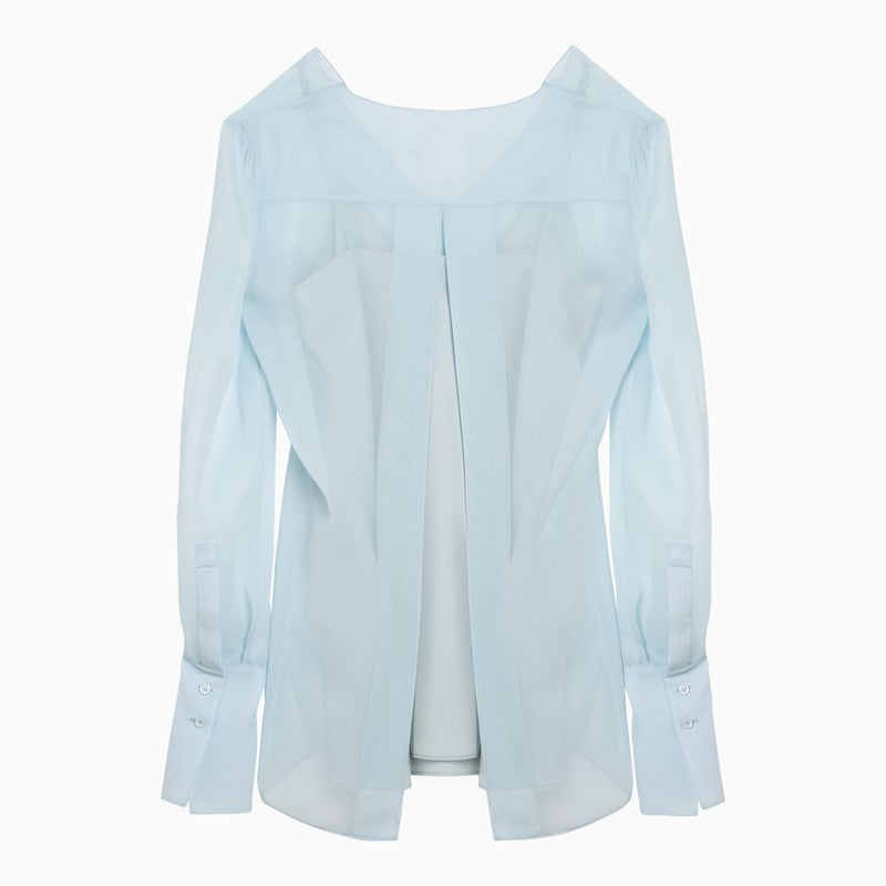 Givenchy Light Blue Silk Blouse With Back Slit Women