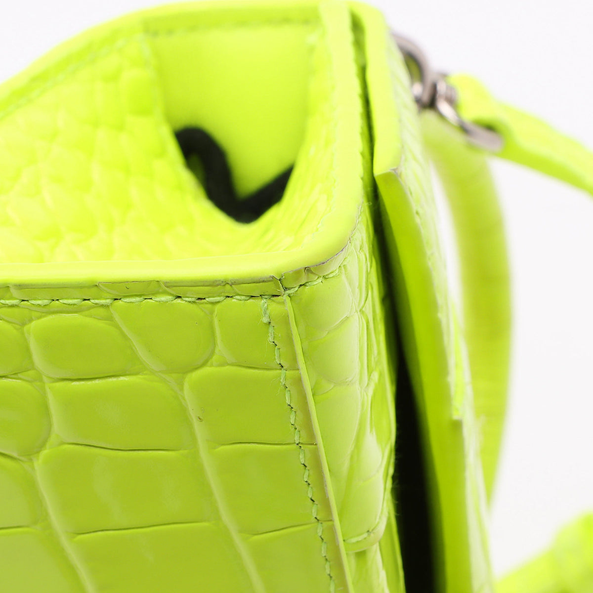 Luxury Balenciaga Shiny Croc Embossed Calfskin Hourglass XS Top Handle (SHF-vSVXrb)