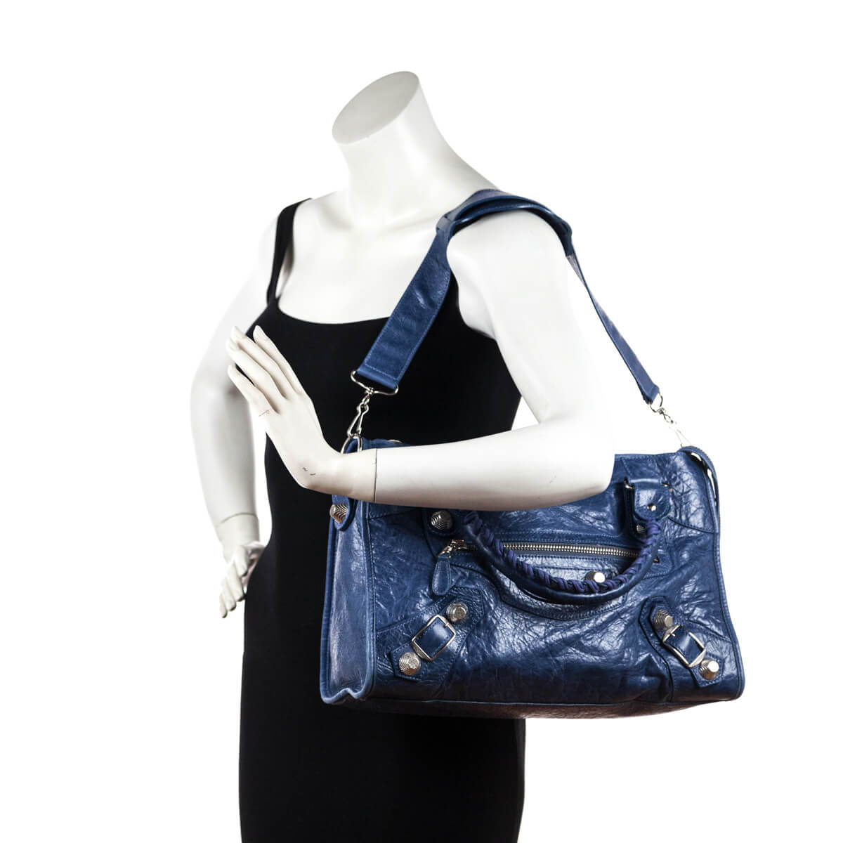 Luxury Balenciaga Ocean Goatskin Giant 21 Silver City Bag