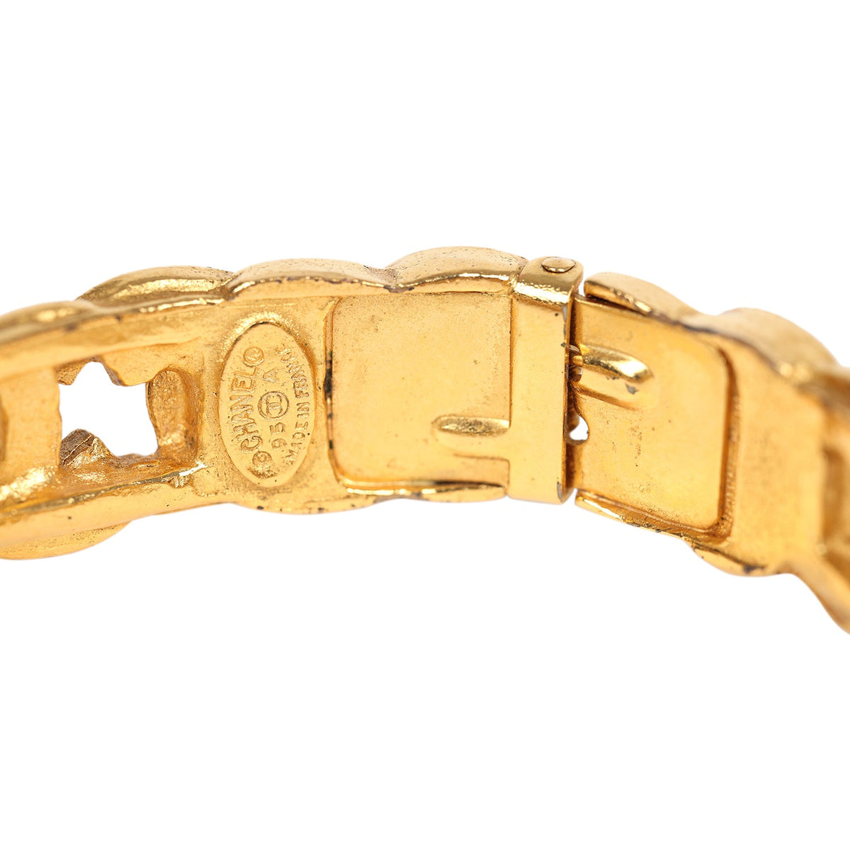 Vintage Chanel 24K Gold Plated CC Bangle Bracelet