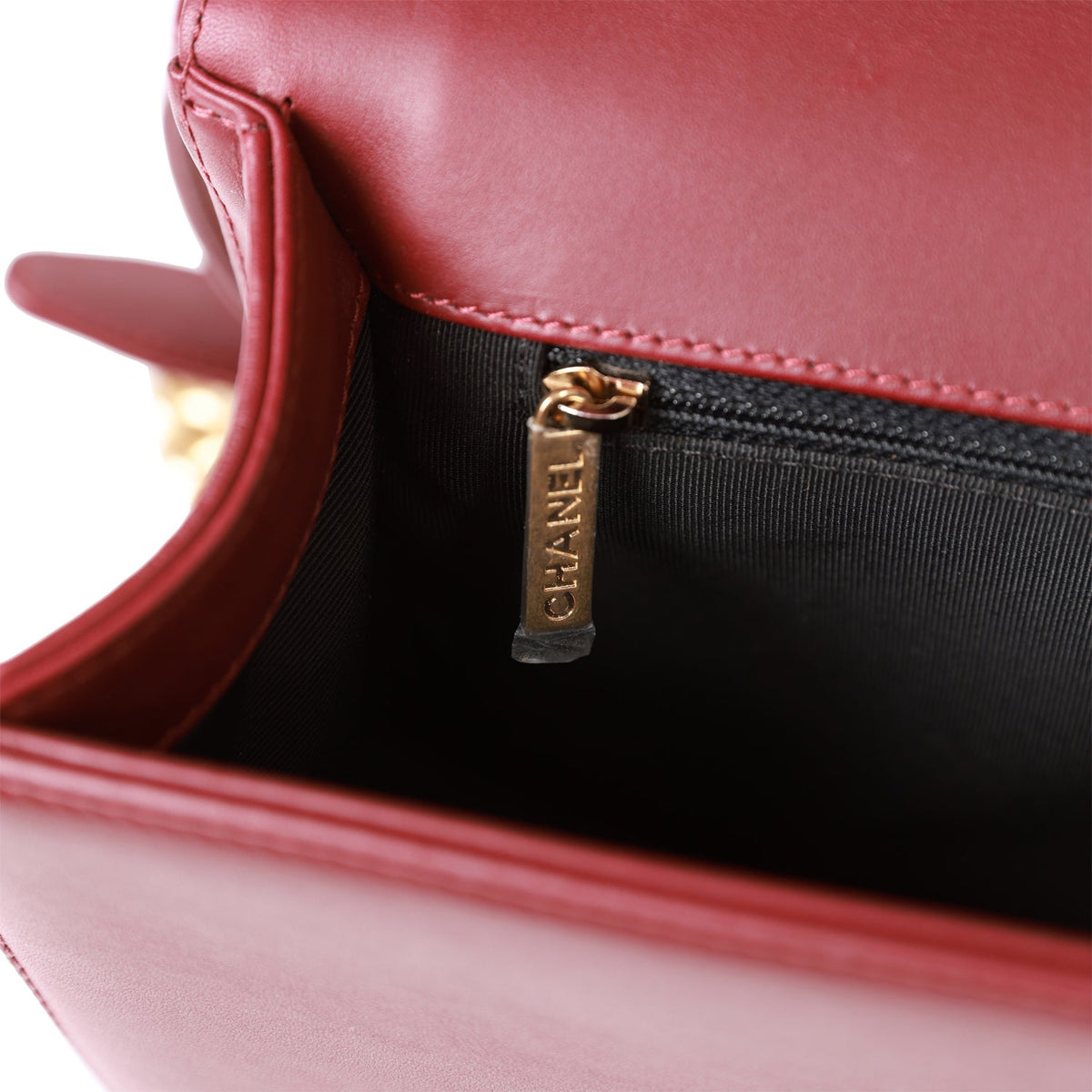 Chanel New Medium Boy Bag Burgundy Chevron Antique Gold Hardware