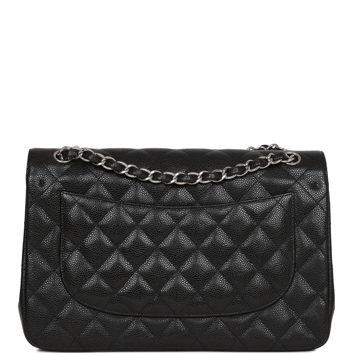 Chanel Jumbo Classic Double Flap Bag Black Caviar Silver Hardware