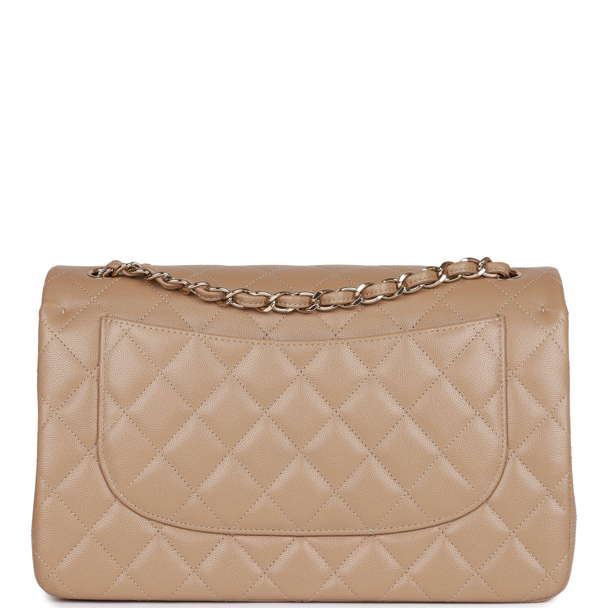 Chanel Jumbo Classic Double Flap Bag Dark Beige Caviar Gold Hardware
