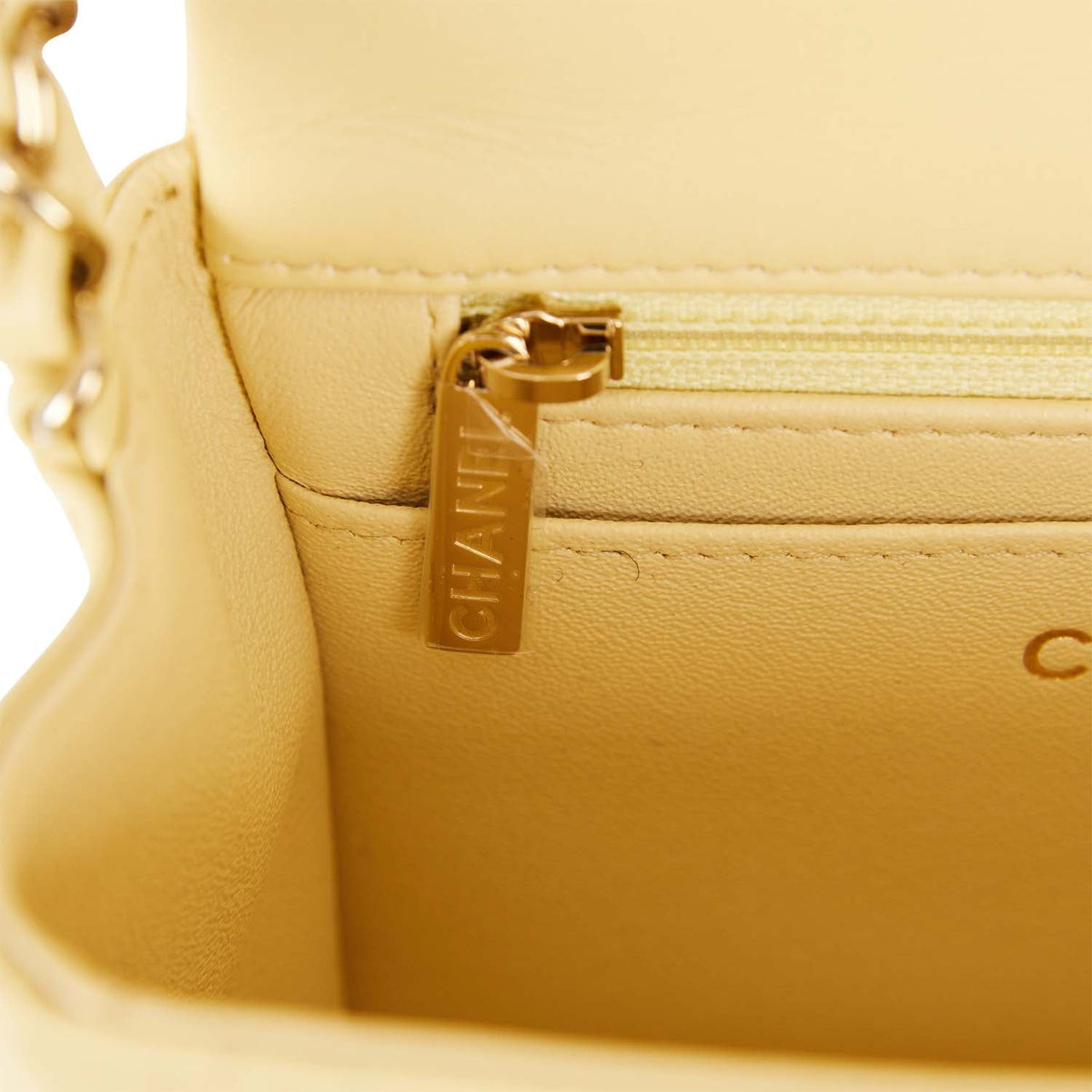 Chanel Mini Square Flap Bag Yellow Lambskin Light Gold Hardware