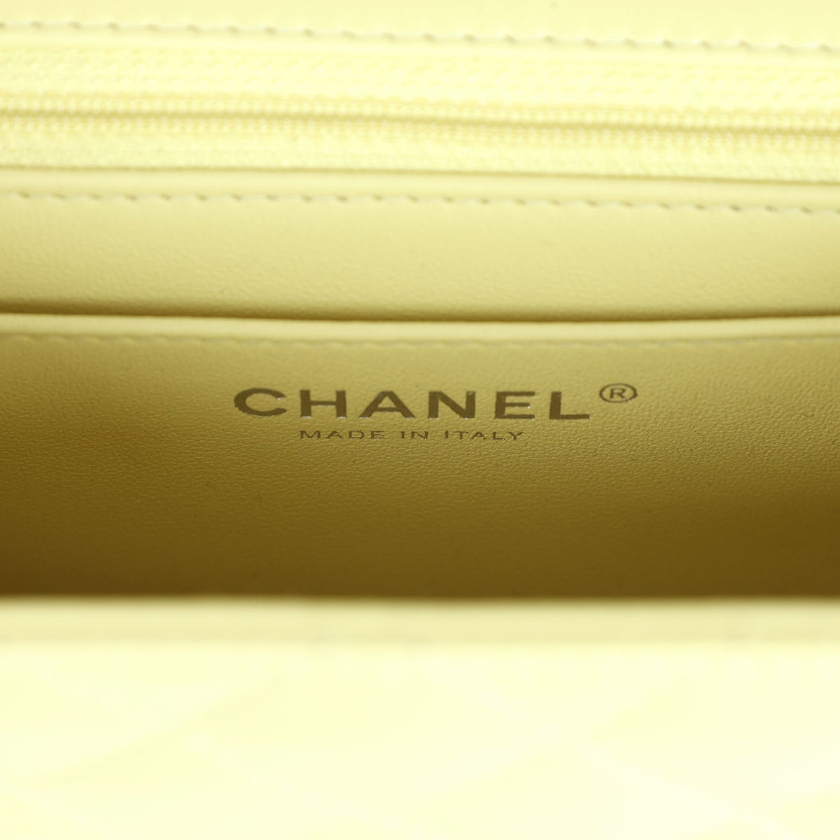 Chanel Mini Square Flap Bag Yellow Lambskin Silver Hardware