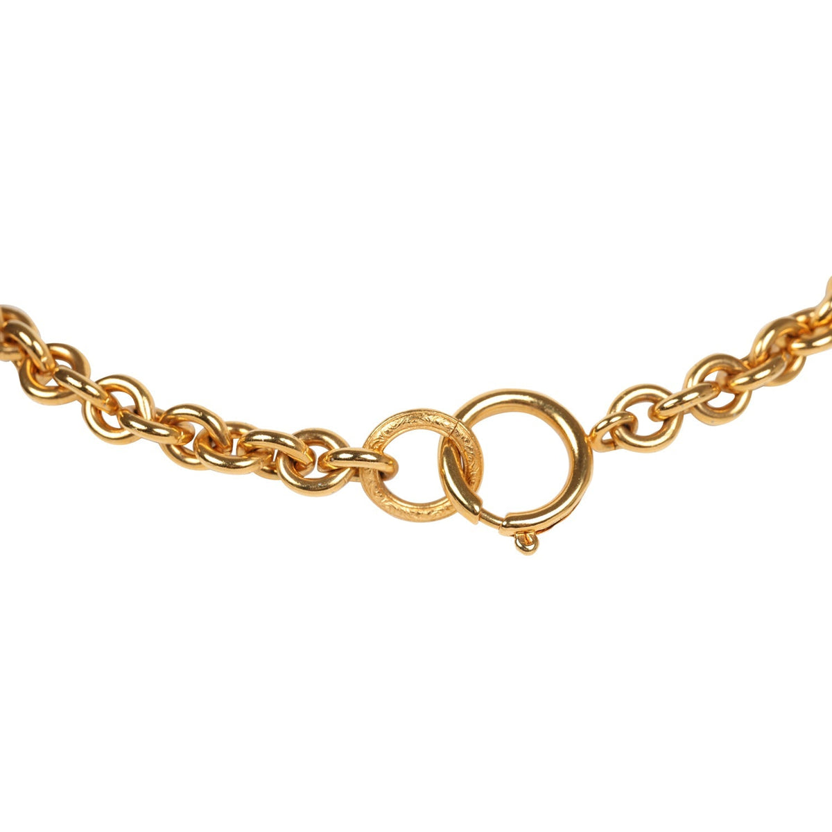 Vintage Chanel 24K Gold Plated Long CC Heart Pendant Necklace