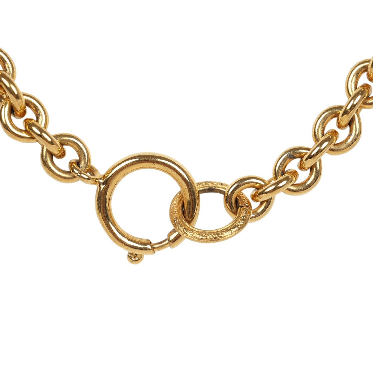 Vintage Chanel 24K Gold Plated Gold CC Heart Pendant Necklace