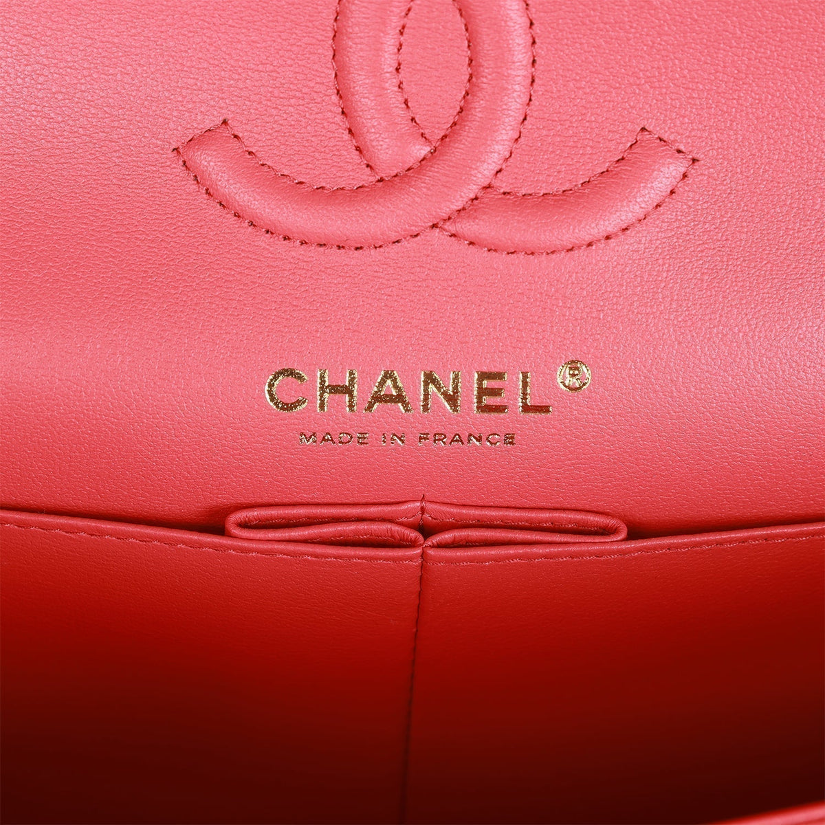 Chanel Small Classic Double Flap Red Caviar Light Gold Hardware