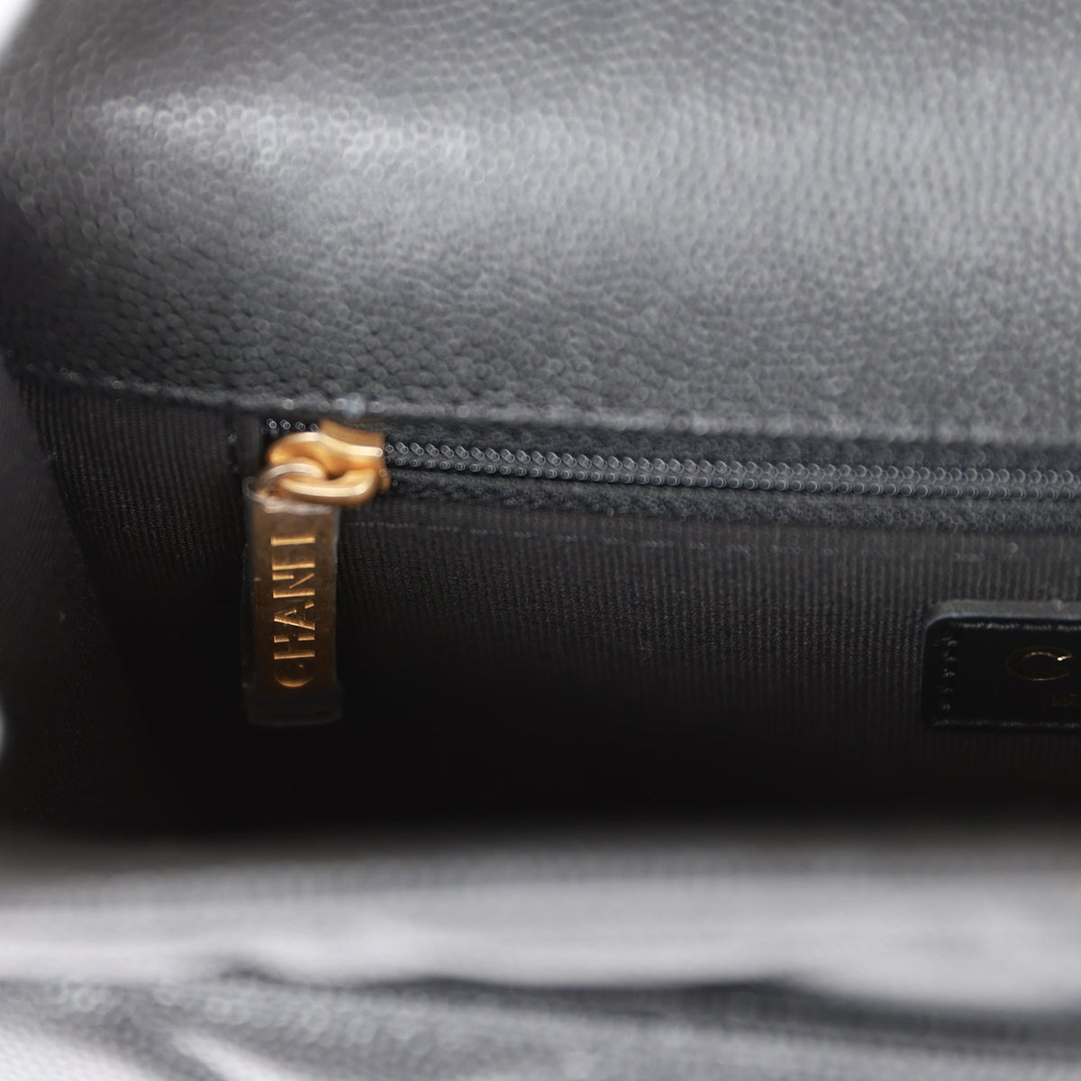 Chanel School Memory Top Handle Flap Bag Black Caviar Antique Gold Hardware