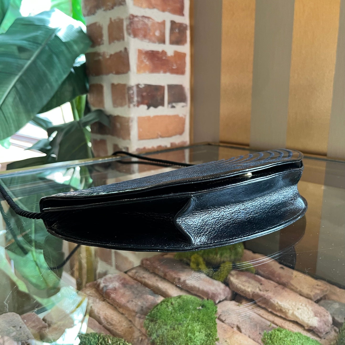 FENDI Black Patent Leather Logo Flap Crossbody Bag