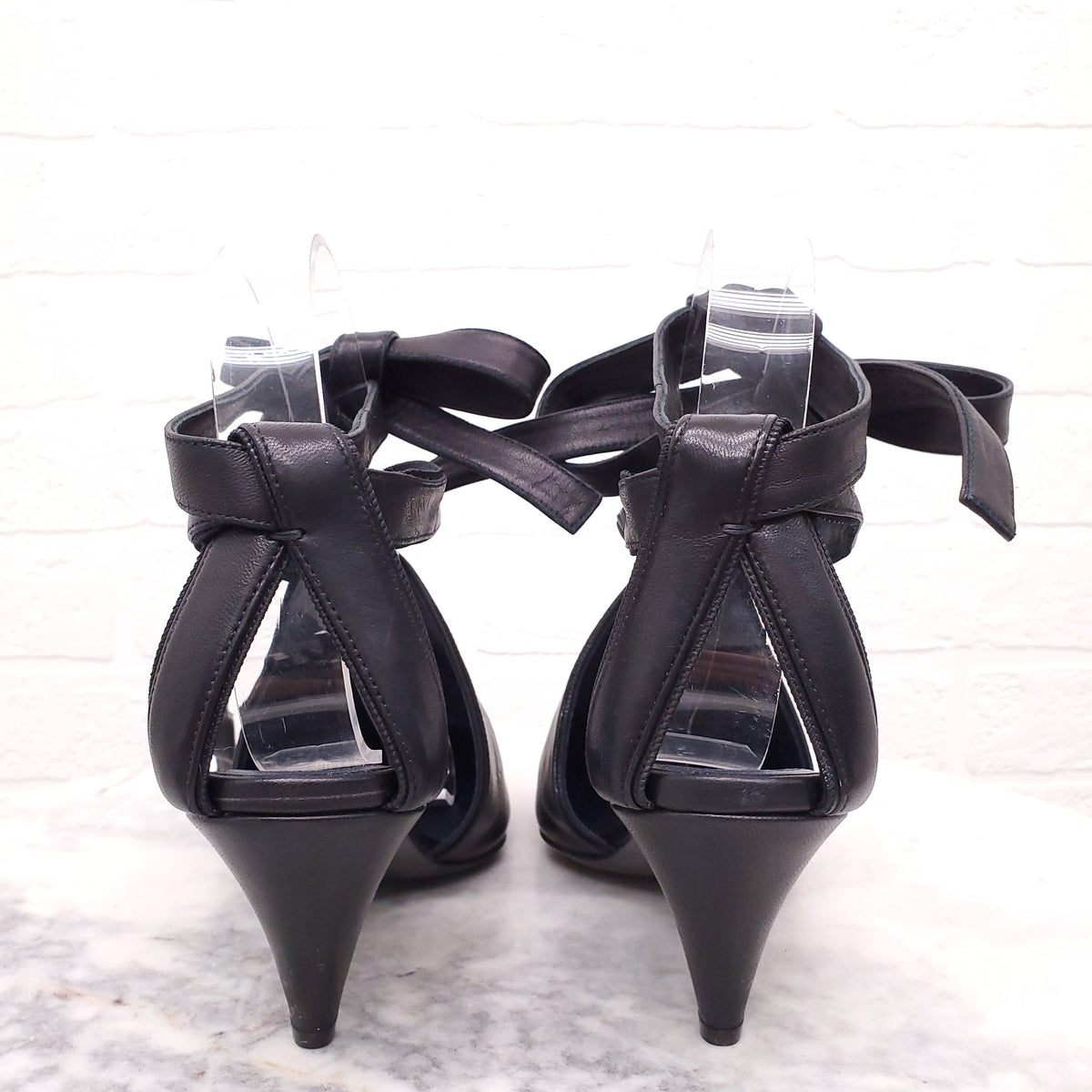 CELINE SOFT V NECK NAPPA HEELS - SIZE 36.5