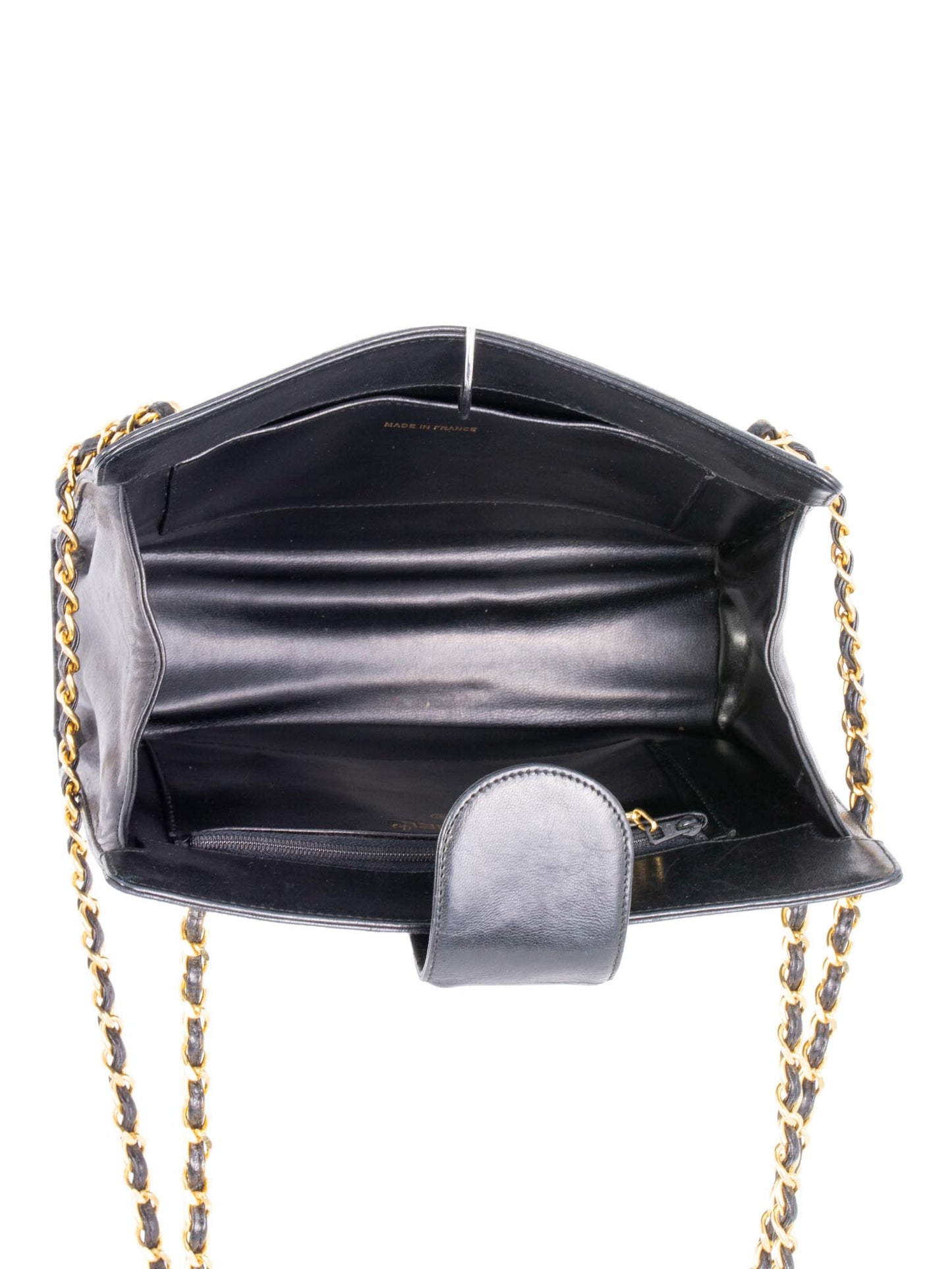 Chanel CC Logo Leather Messenger Bag Black