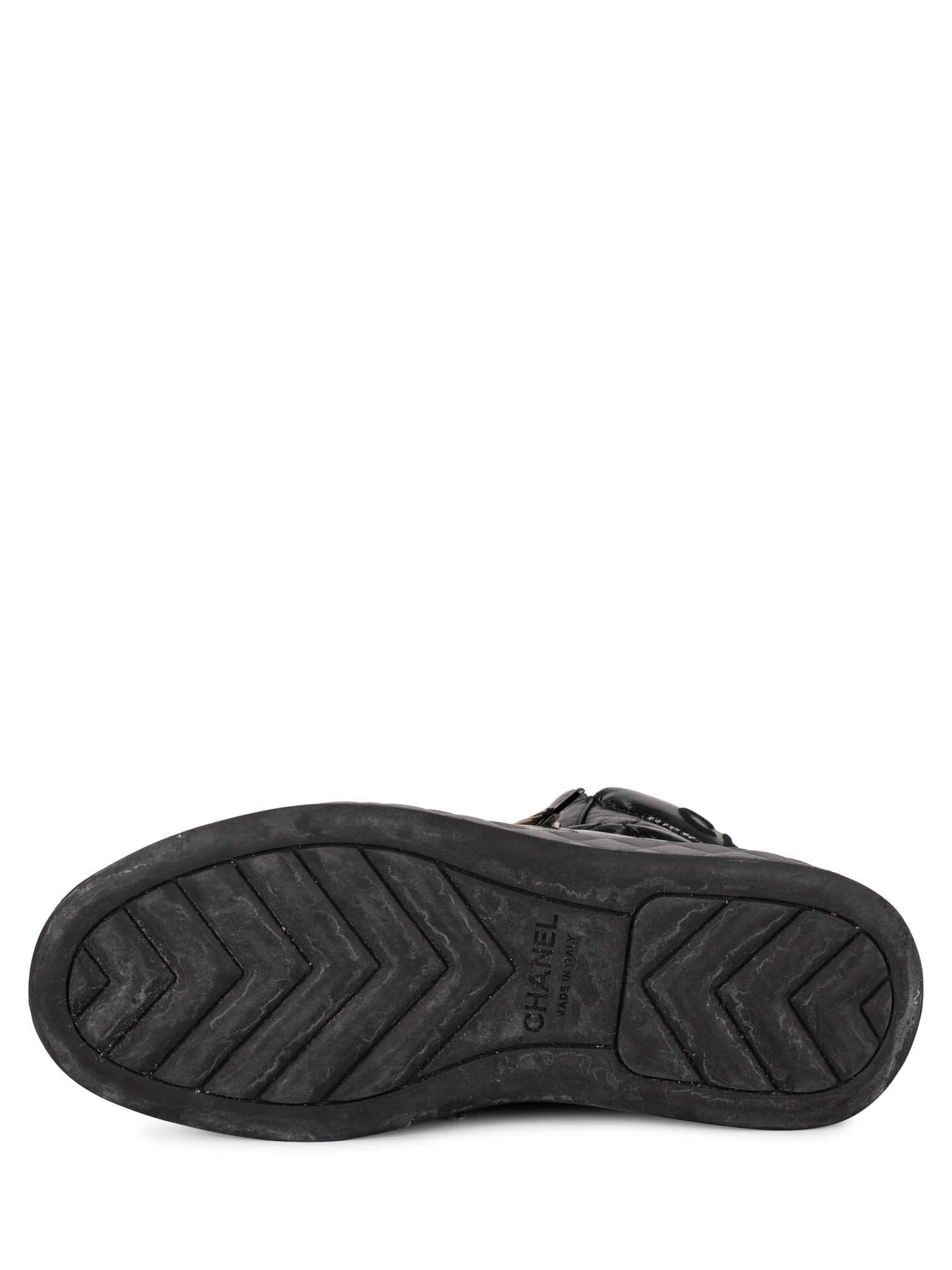 Chanel CC Logo Quilted Leather High Top Platform Sneakers Black