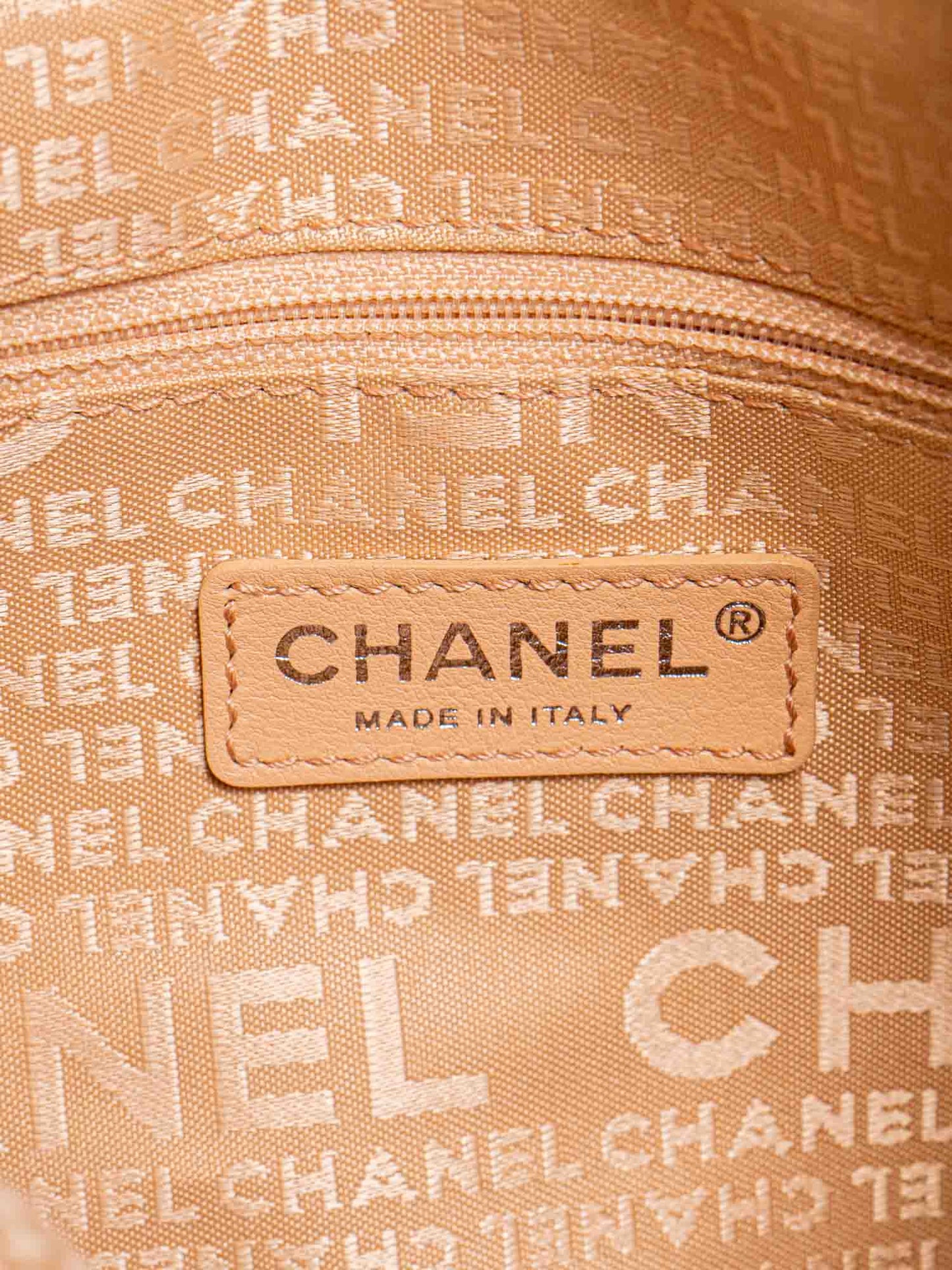 Chanel CC Logo Quilted Soft Leather Hobo Bag Beige
