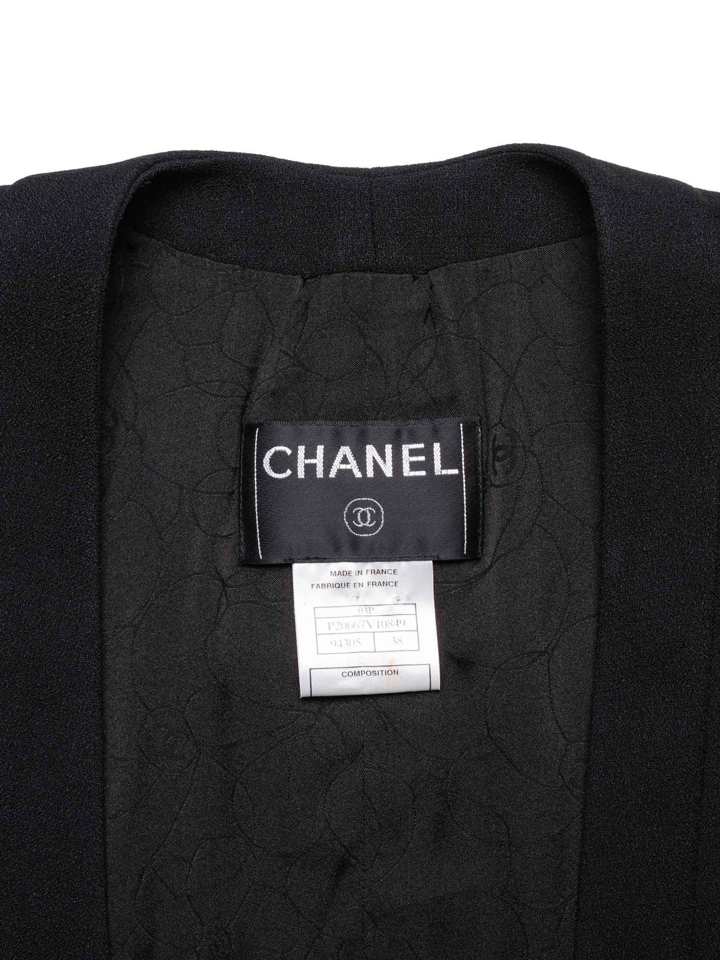 Chanel CC Logo Tweed Fitted Jacket Black