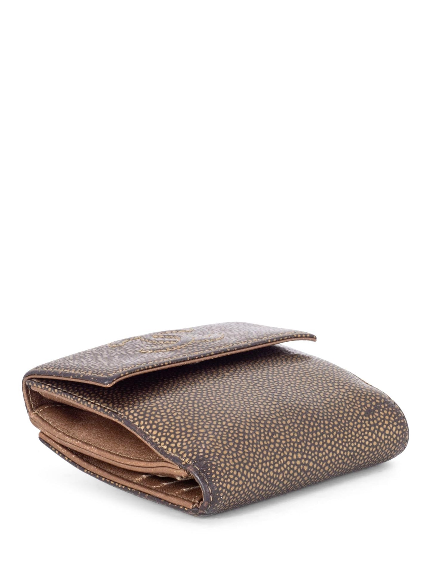 Chanel Caviar Leather CC Logo Timeless Bifold Wallet Brown