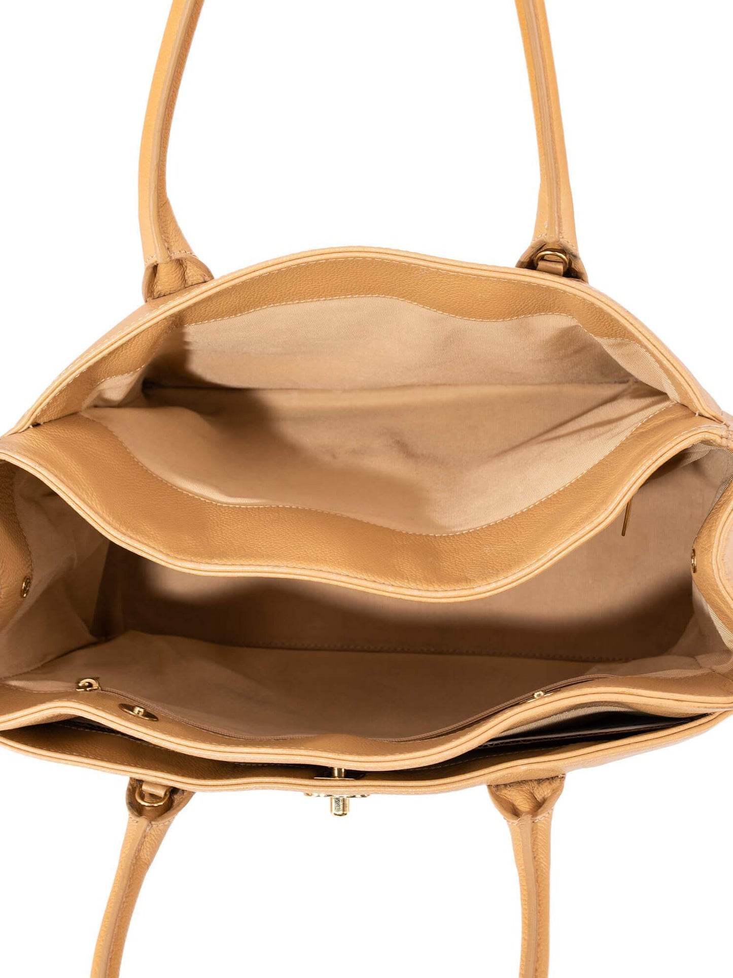 Chanel Caviar Leather Cerf Shopper Bag Beige