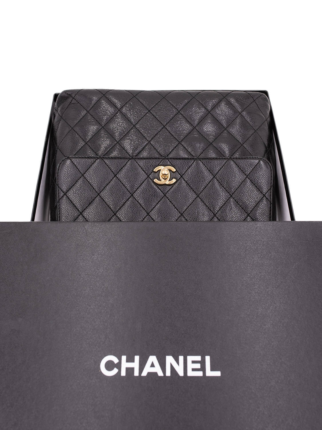 Chanel Caviar Quilted Large Coco Handle Flap Bag Black