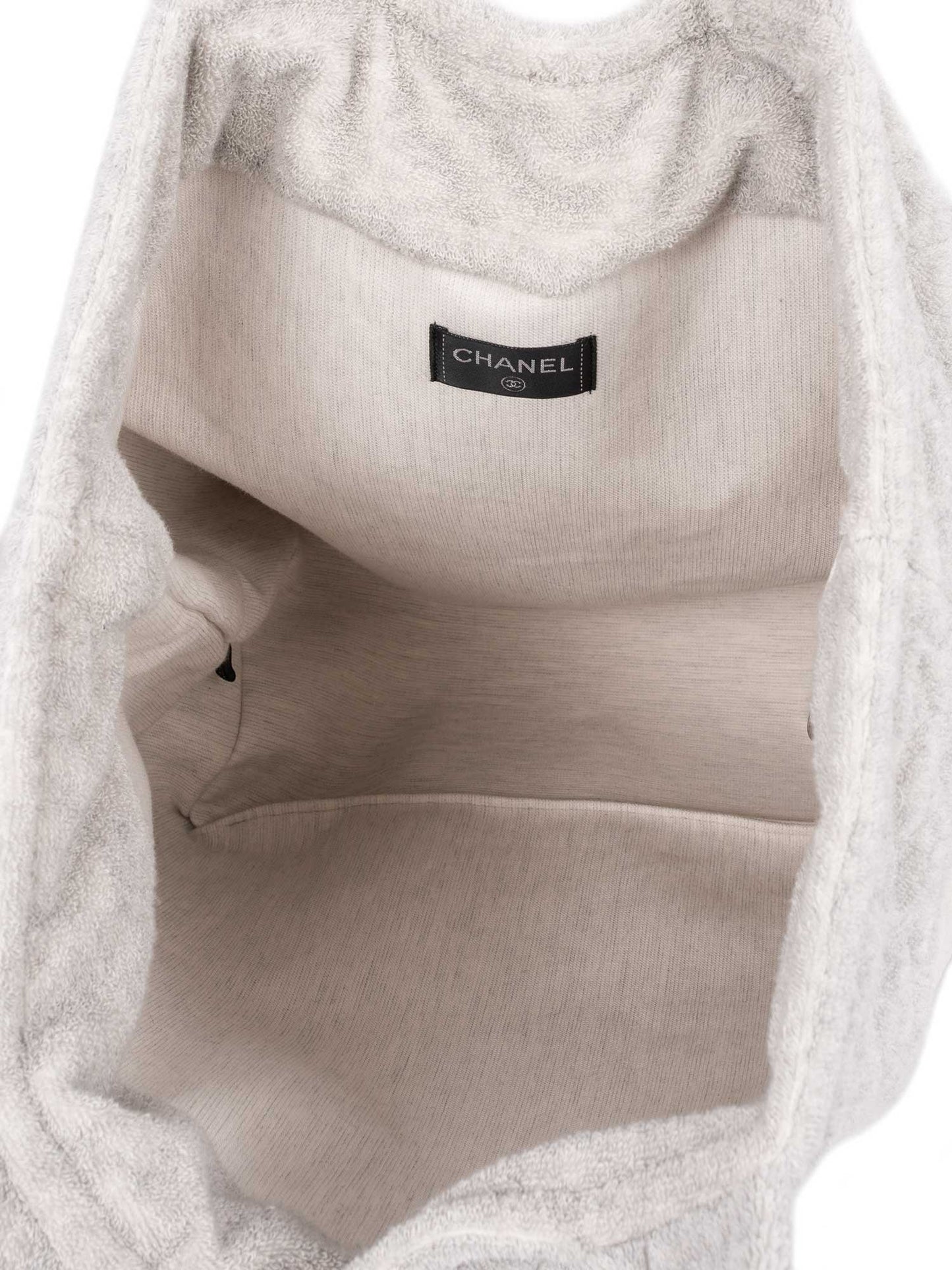 Chanel Cotton CC Logo XXL Beach Bag Grey