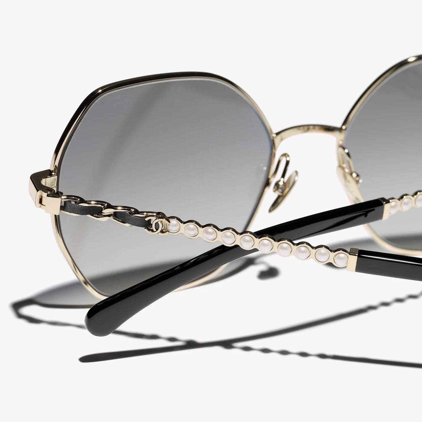CHANEL GOLD & BLACK SQUARE SUNGLASSES