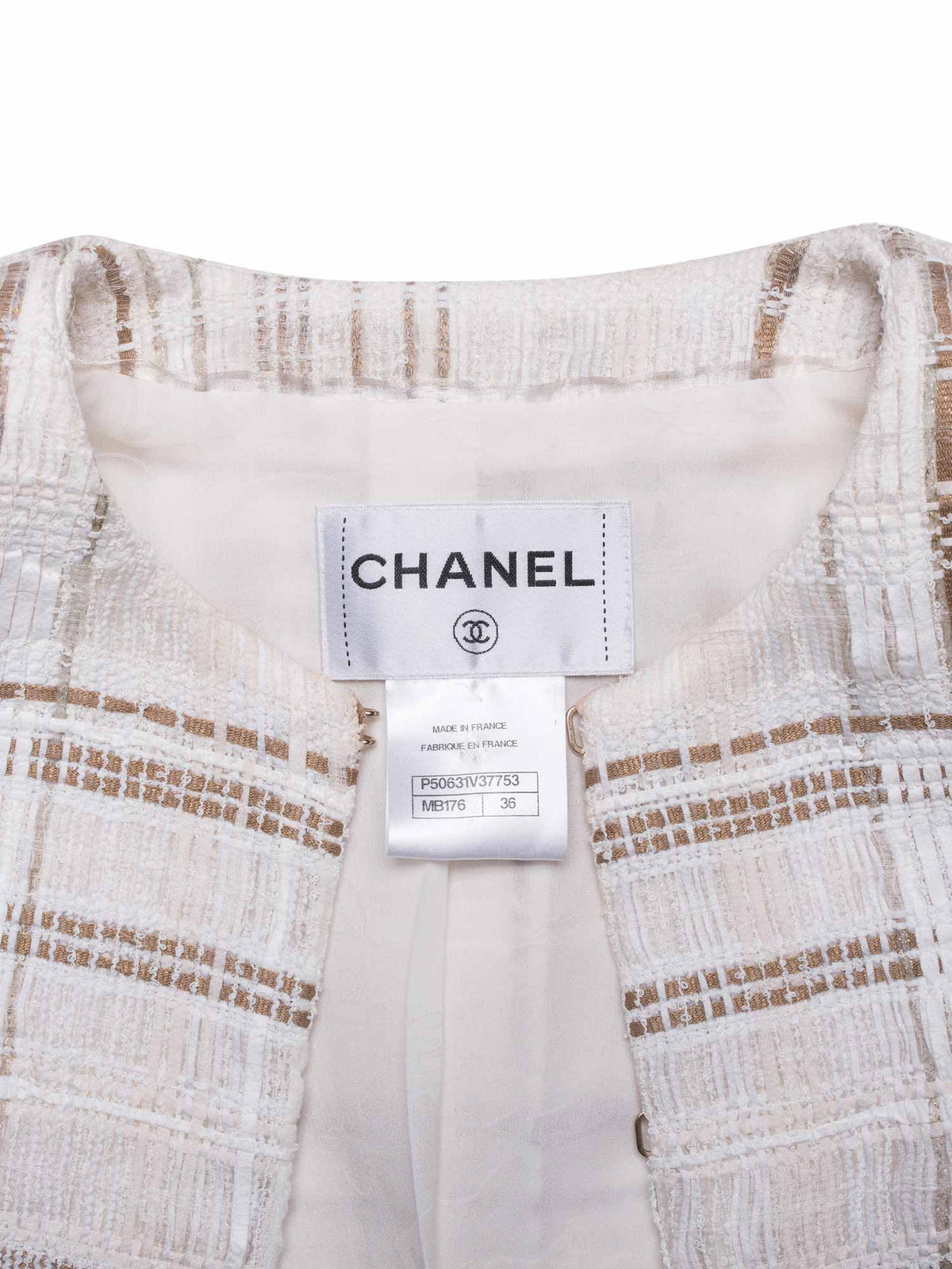 Chanel Lesage Tweed Gripoix Fitted Jacket White