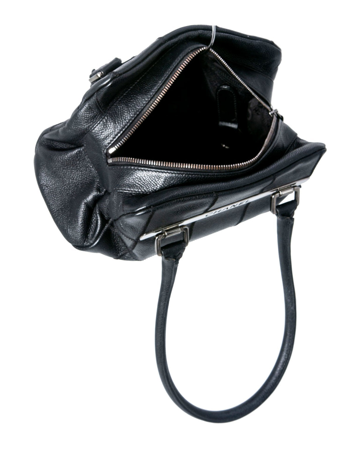Chanel Quilted Caviar Leather Top Handle Bag Black