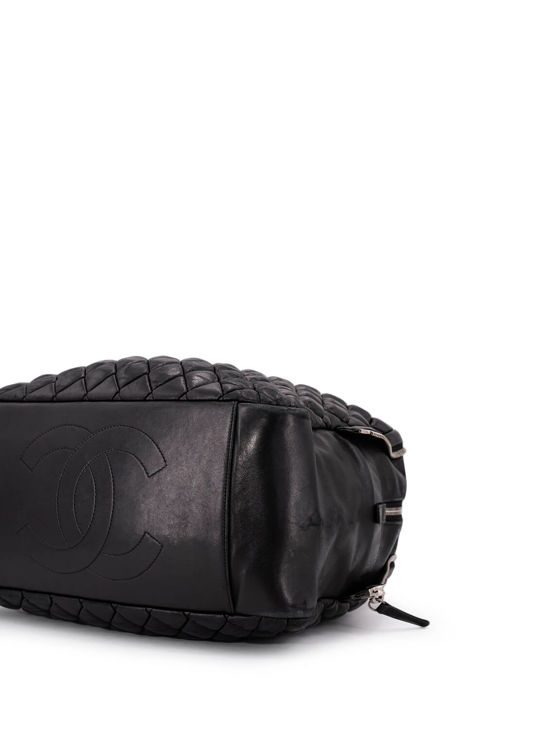 Chanel Quilted Leather CC Logo Large Bag Black