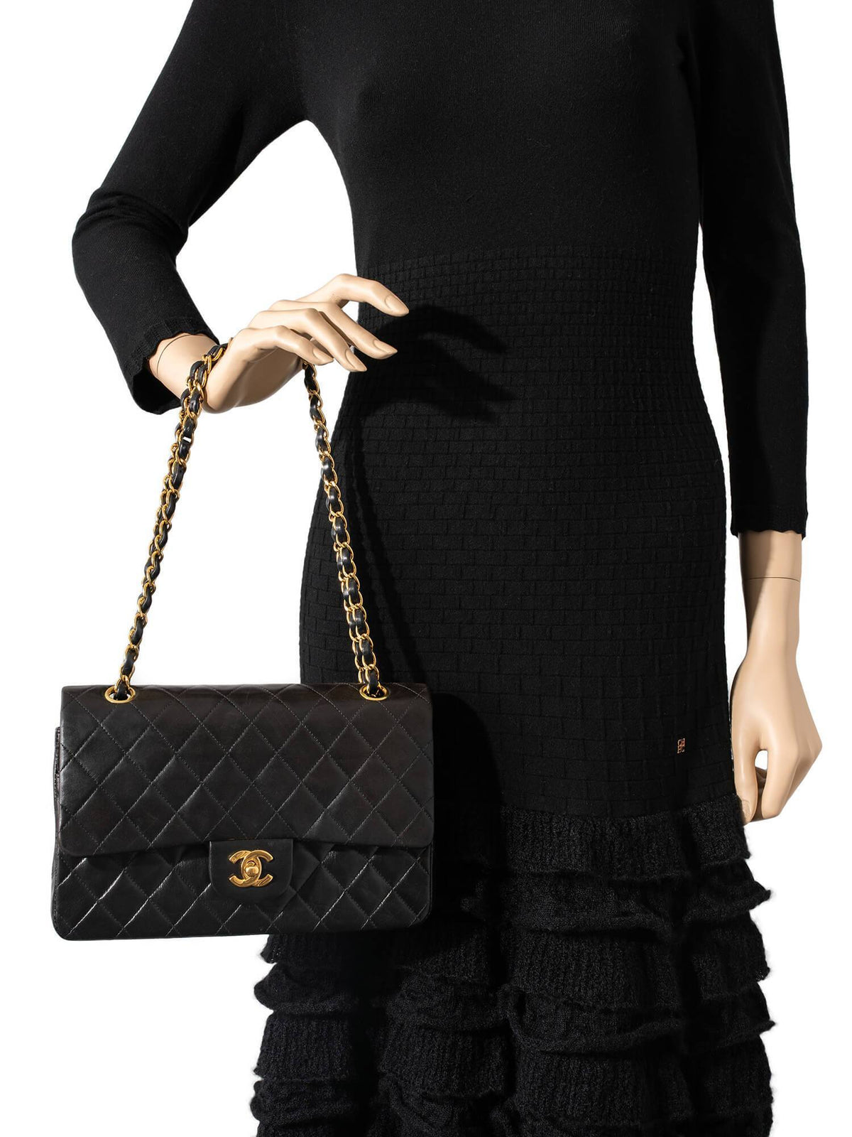 Chanel Quilted Leather Medium Double Flap Bag Black