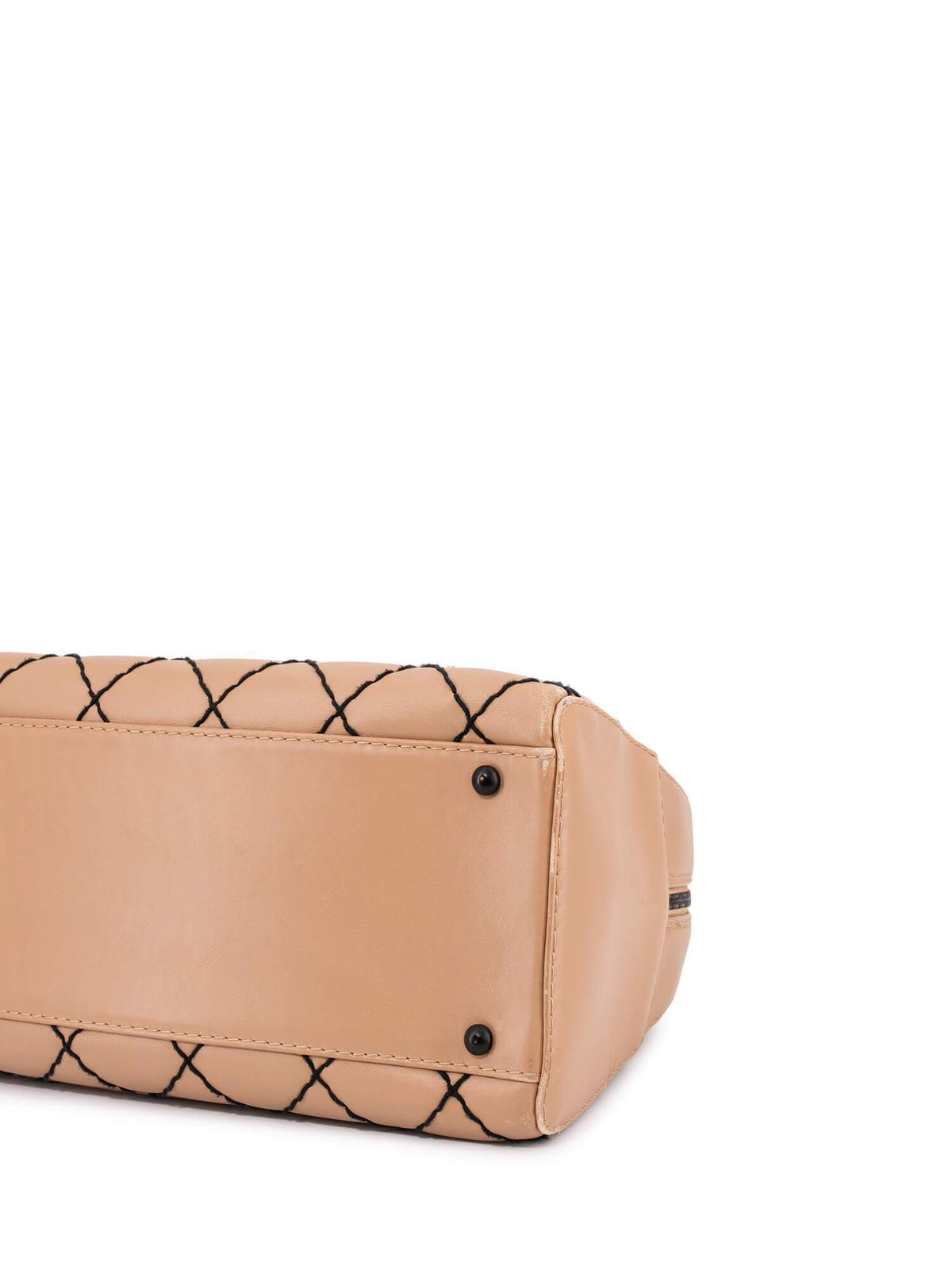 Chanel Quilted Leather Surpique Bowler Bag Beige