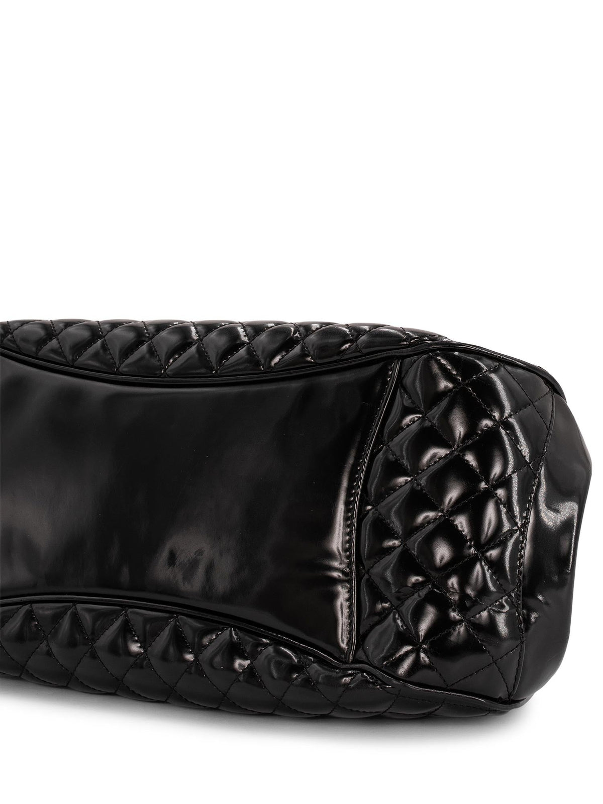 Chanel Quilted Patent Leather CC Logo Top Handle Bag Black