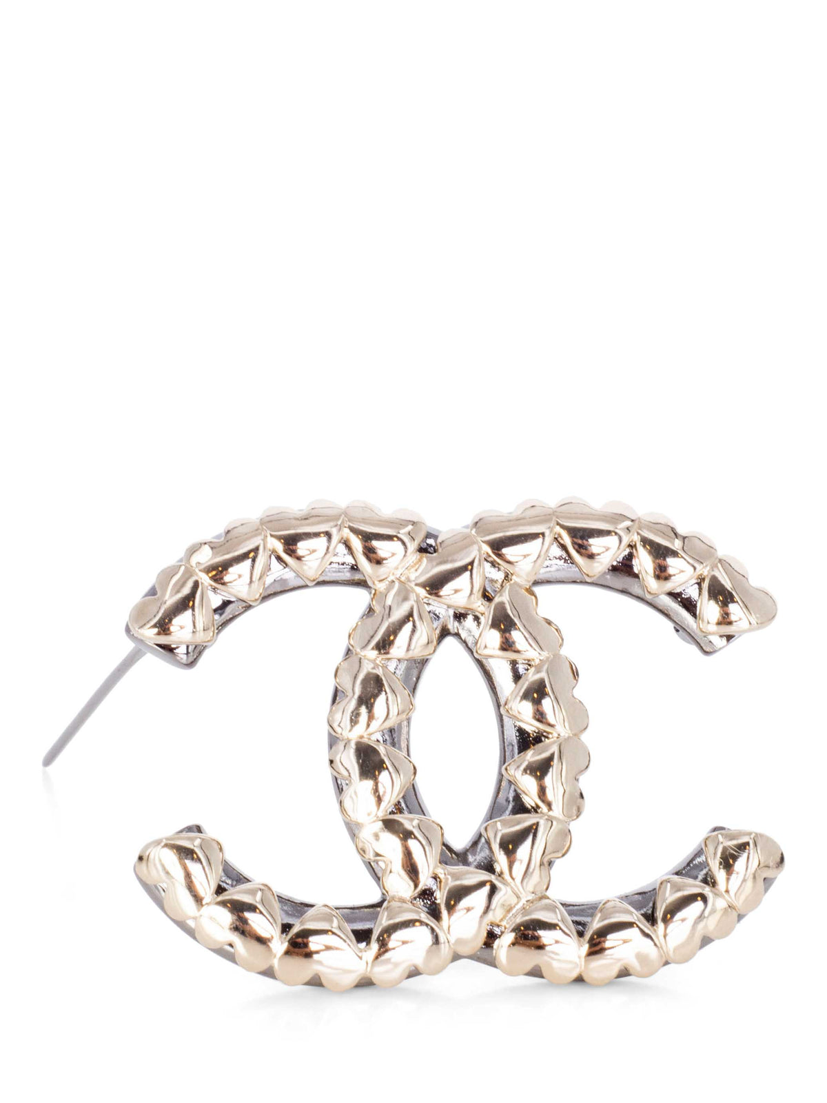Chanel Ruthenium CC Logo Large Pin Brooch Gold
