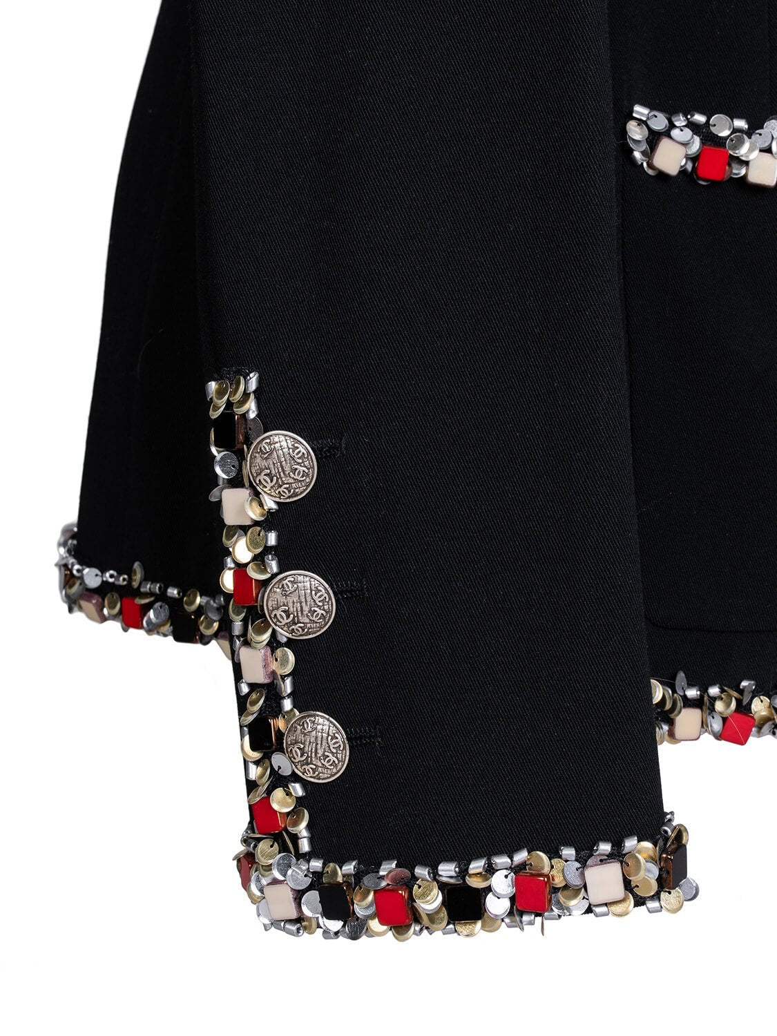 Chanel Tweed Paris-Bombay Crest Beaded Jacket Black