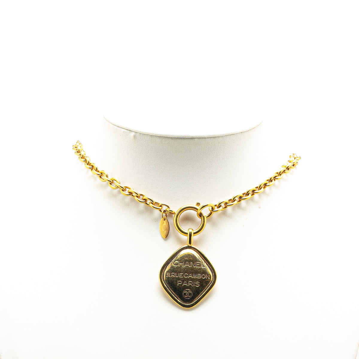 Gold Chanel Gold Plated 31 Rue Cambon Pendant Necklace