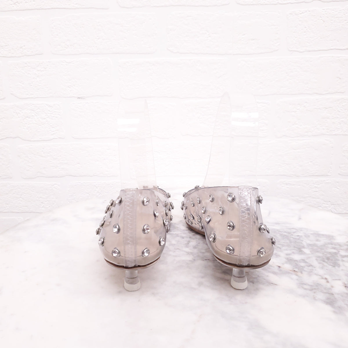 CULT GAIA PVC KITTEN HEELS WITH RHINESTONES - SIZE 37