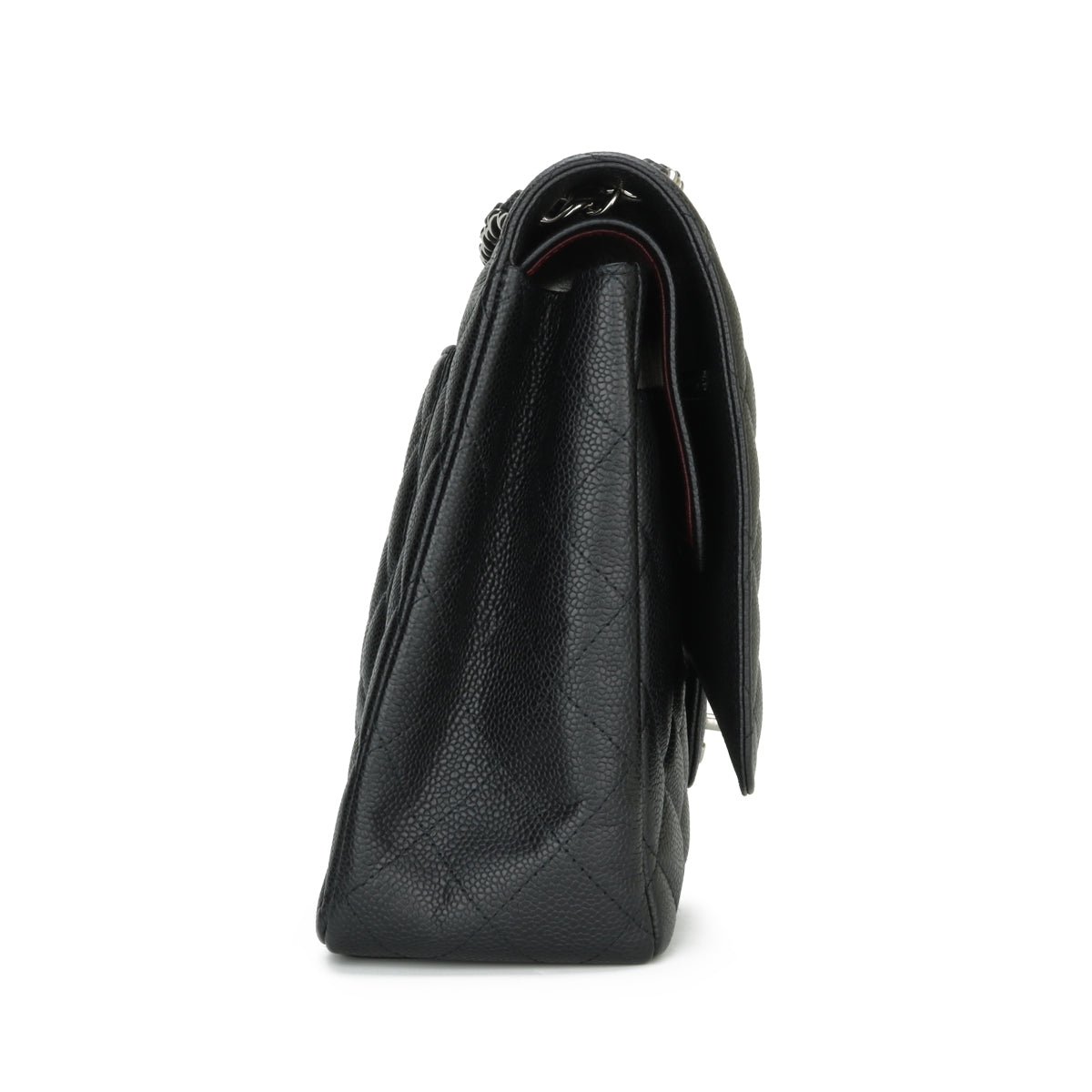 Chanel Double Flap Maxi Black Caviar Silver Hardware 2014