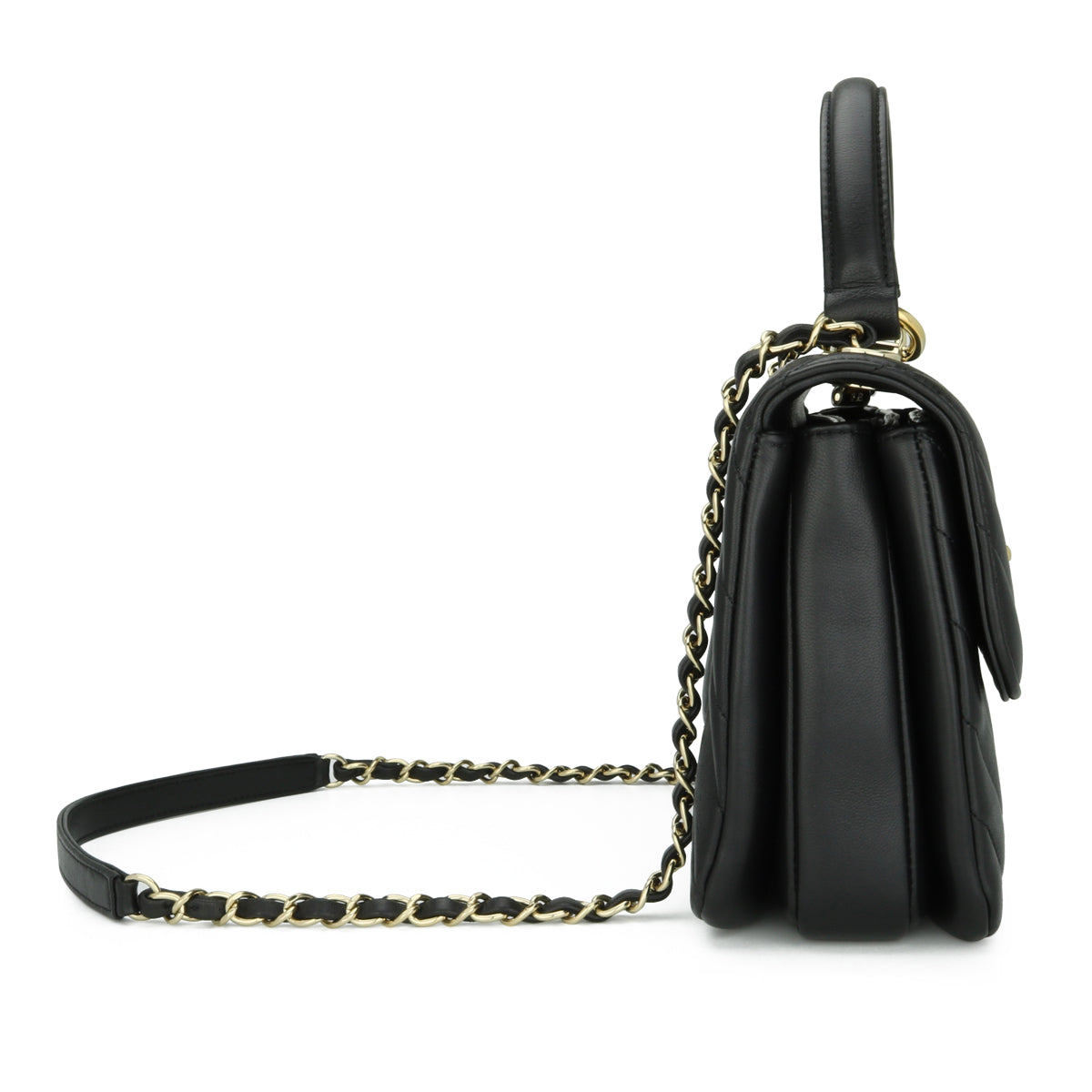 Chanel Trendy CC Chevron Small Black Lambskin Light Gold Hardware 2019