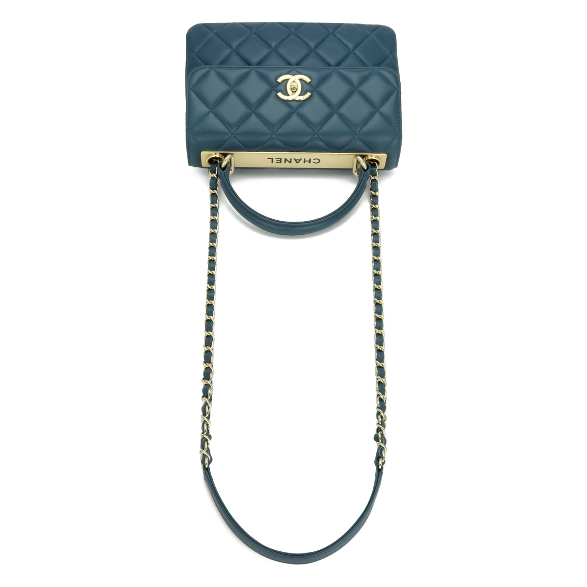 Chanel Trendy CC Small Blue Lambskin Light Gold Hardware 2017