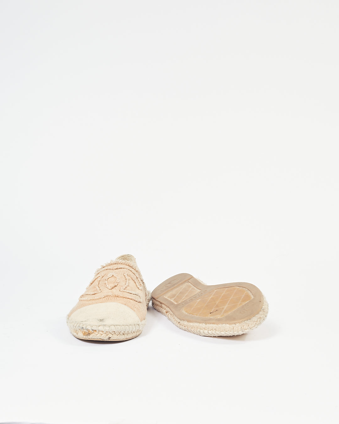 Chanel Beige CC Canvas Logo Espadrilles - 38