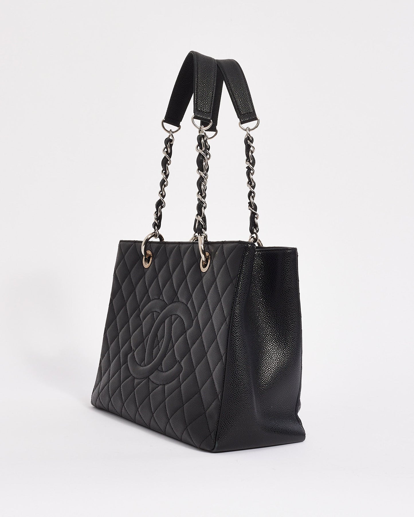 Chanel Black Caviar Leather Grand Shopping Tote (GST) with Silver Hardware