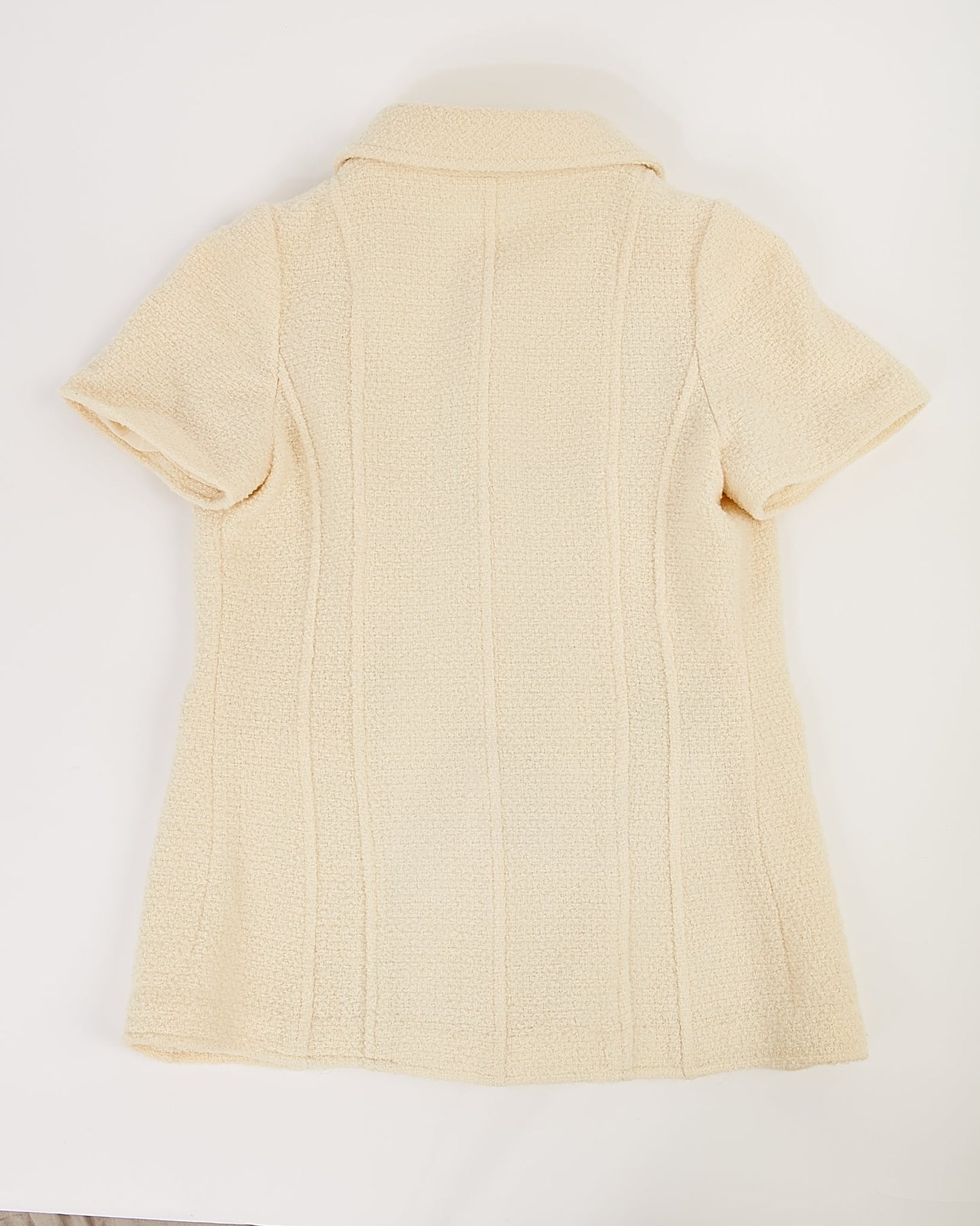Chanel Cream Wool CC Logo Set (Jacket+Top) - 42