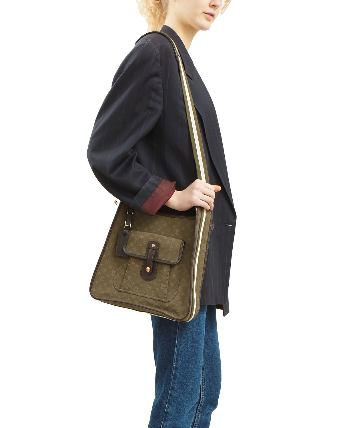 Louis Vuitton Olive Green Mini Lin Monogram Canvas Mary Kate Besace Messenger Bag