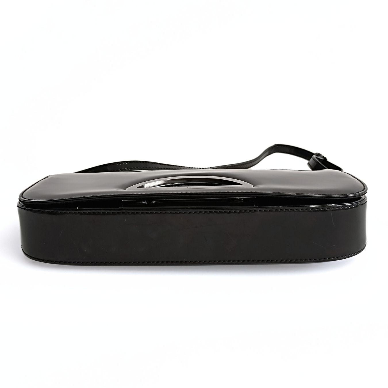 DIOR Christian Maris Pearl shoulder baguette in black patent leather