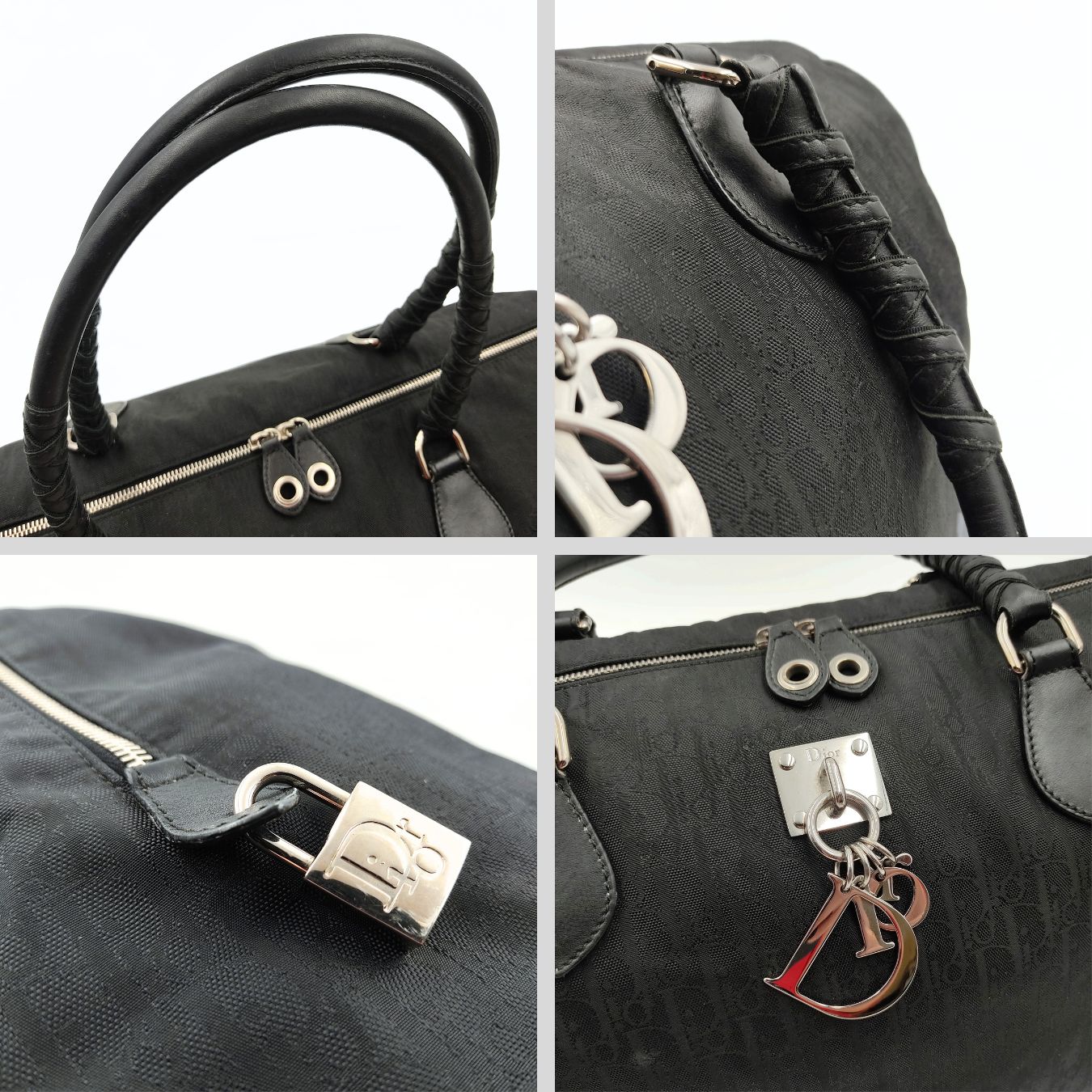 DIOR Dior Christian Dior monogram black canvas travel bag
