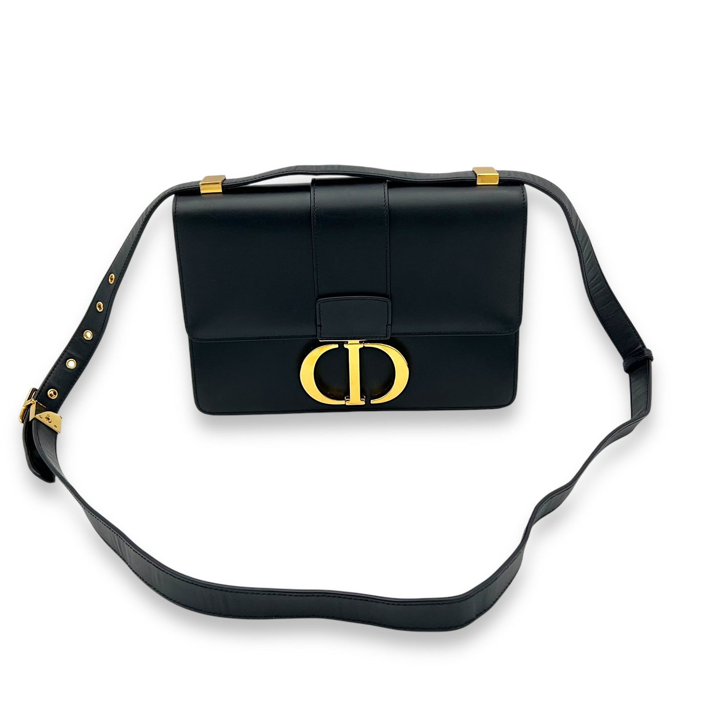 30 Montaigne Shoulder Bag Black in Calfskin, Gold hardware