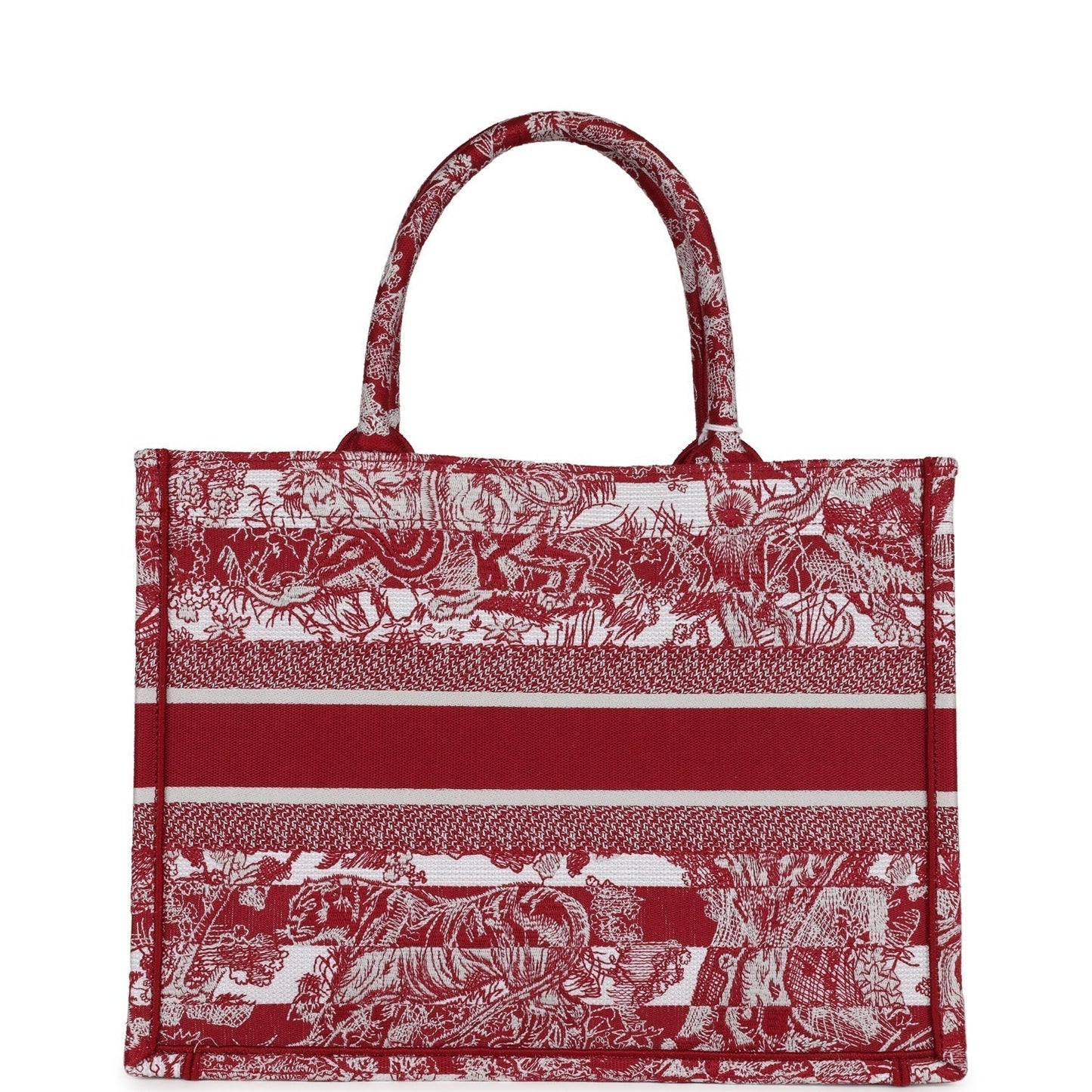 Christian Dior Burgundy Toile De Jouy Stripes Medium Book Tote