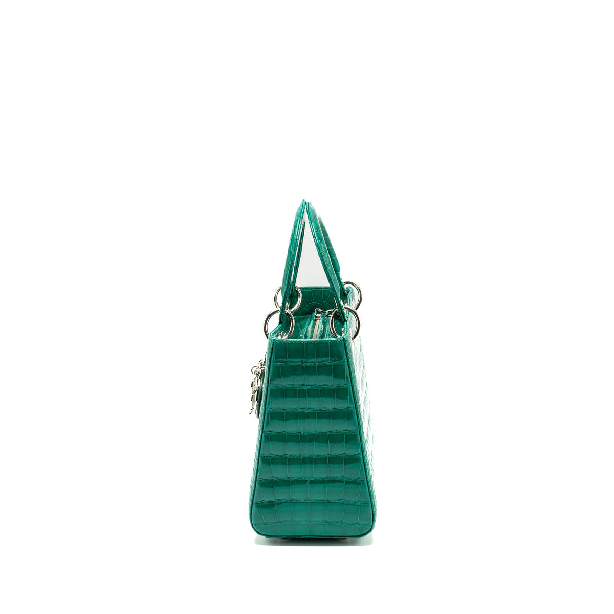 Dior medium lady dior crocodile green SHW with crystal