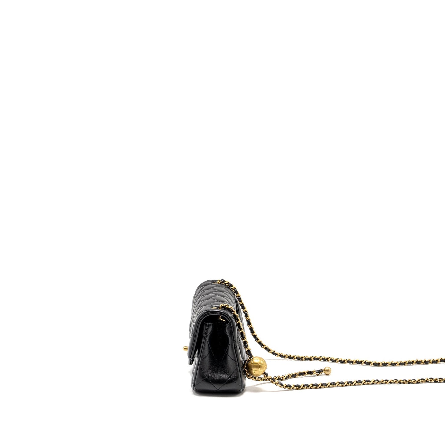 Chanel 24k Pearl Crush Mini Rectangular Flap Bag Shiny Lambskin Black GHW (microchip)