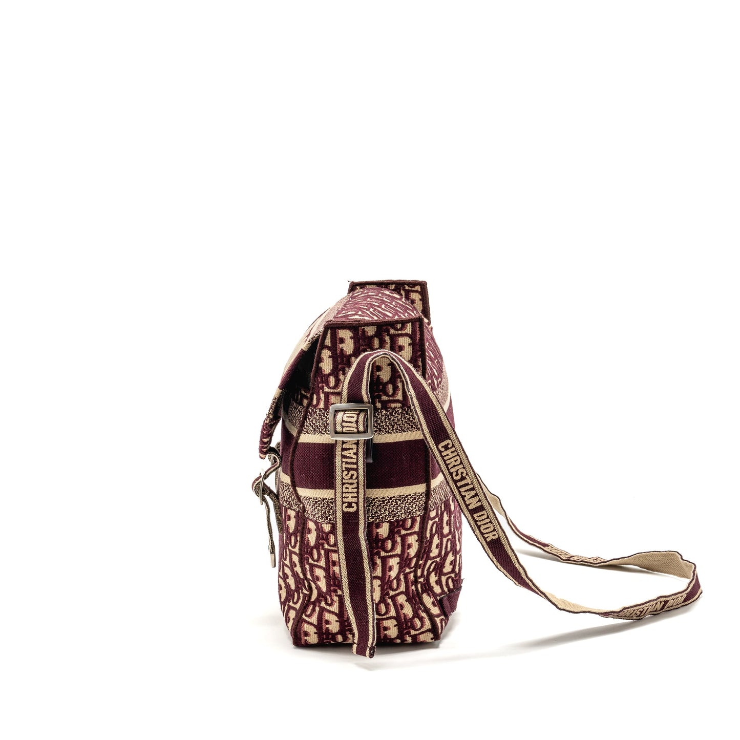 Dior Crossbody Messenger Bag Oblique Canvas Burgundy/Beige SHW